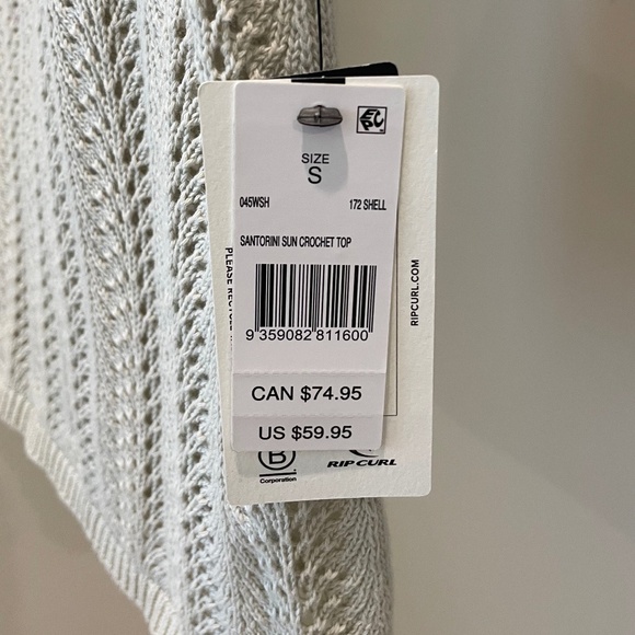 NWT Rip Curl Cream / Tan Crochet *SET* Top + Pant (Size S) - Picture 4 of 9